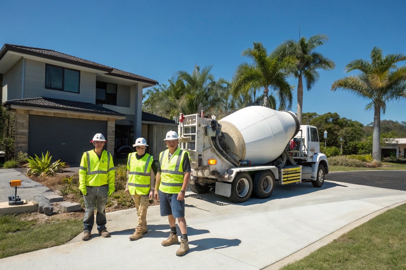 Professional concreting contractors Island Plantation QLD team on residential driveway project
