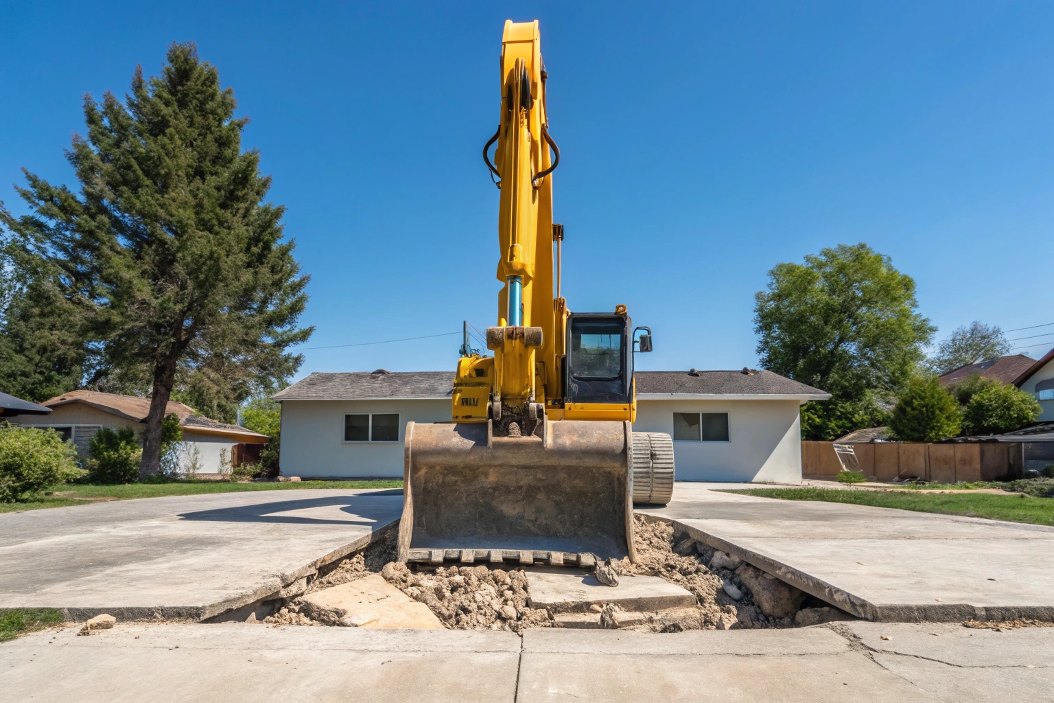 Excavator performing concrete demolition work in Maryborough Queensland